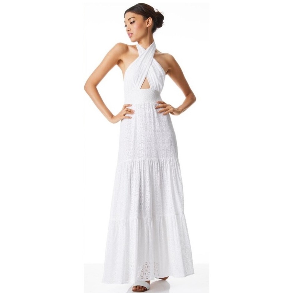 NWT ALICE + OLIVIA Lyndon Cross Front
Halter Maxi‎ Dress in White Sz 6 $495